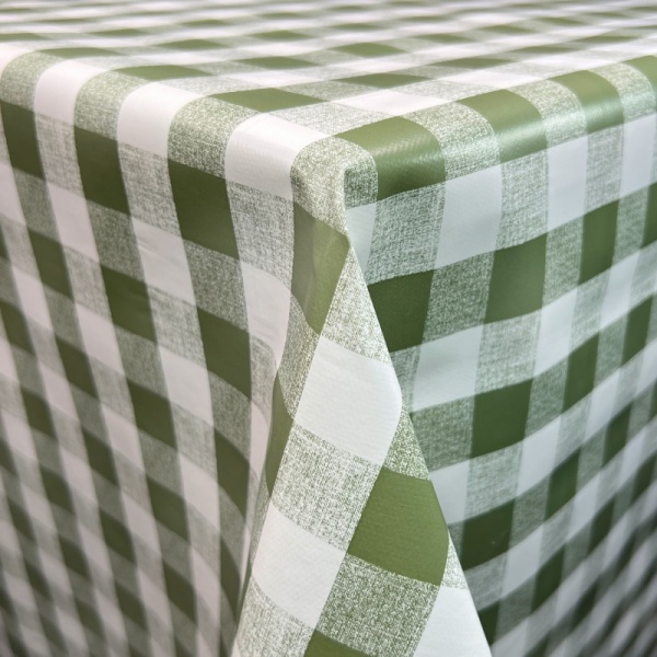 Tablecloth Gingham Vinyl PVC Green